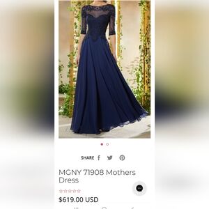 Madeline Gardner New York Style 71908 Elegant Navy Blue Evening Gown